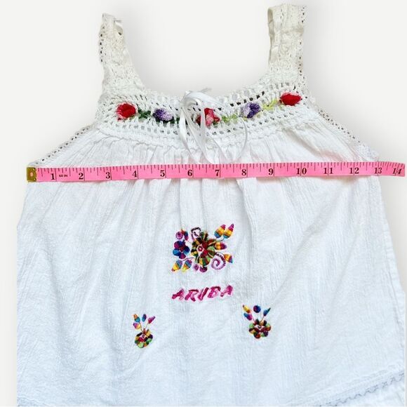 Aruba Girls Kids Embroidered Floral Sleeveless White Flowy Tiered Dress. 5. 5T. - Picture 5 of 8